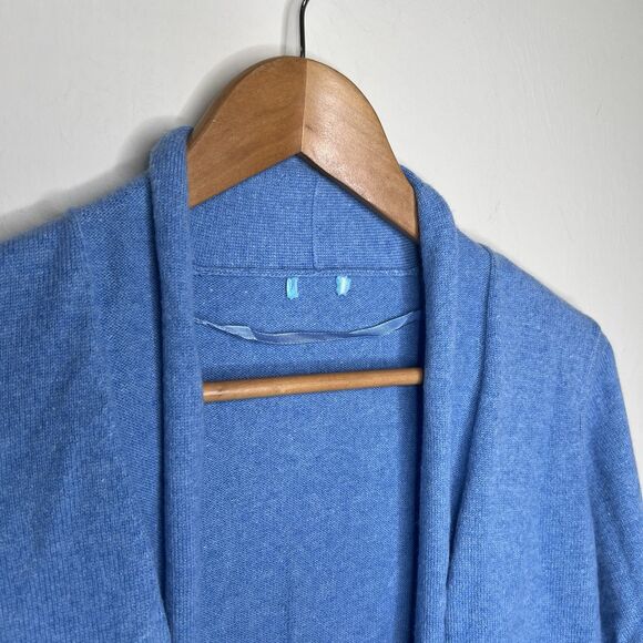 J. McLAUGHLIN Long Cashmere Cardigan Sweater Colorblock 2 Tone Blue Navy *Small? - Picture 2 of 5